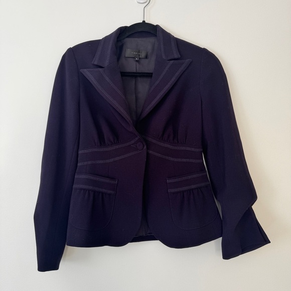 Tobias Suit Midi Dress Blazer Button Jacket Set of 2 Navy Blue Formal Wear Sz 4 - Picture 4 of 16